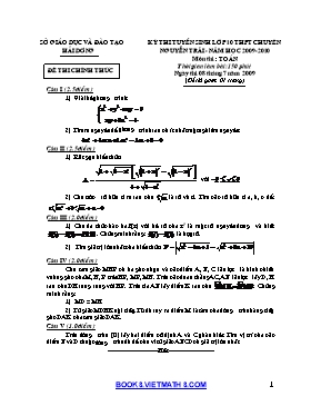 Kỳ thi tuyển sinh lớp 10 THPT chuyên Nguyễn Trãi - Năm học 2009 - 2010 môn thi Toán